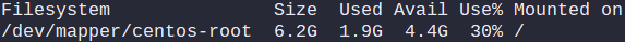 Output of: df -h /