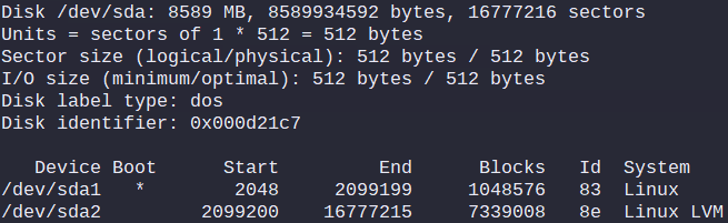 Output of: fdisk -l /dev/sda