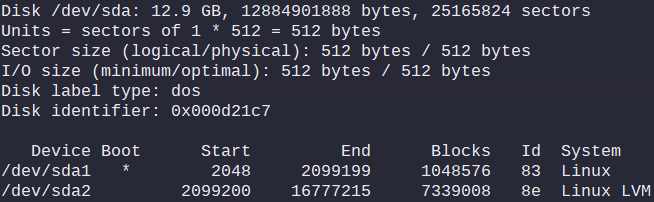 Output of: fdisk -l /dev/sda