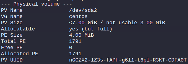 Output of: pvdisplay