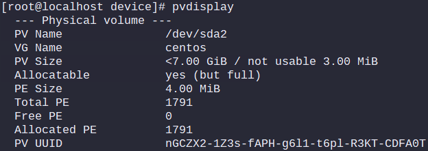 Output of: pvdisplay