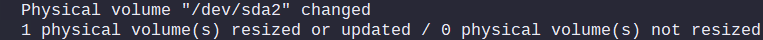 Output of: pvresize /dev/sda2