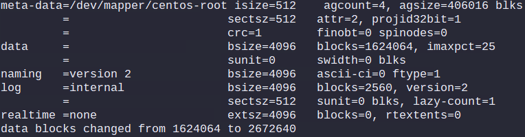 Output of: xfs_growfs /